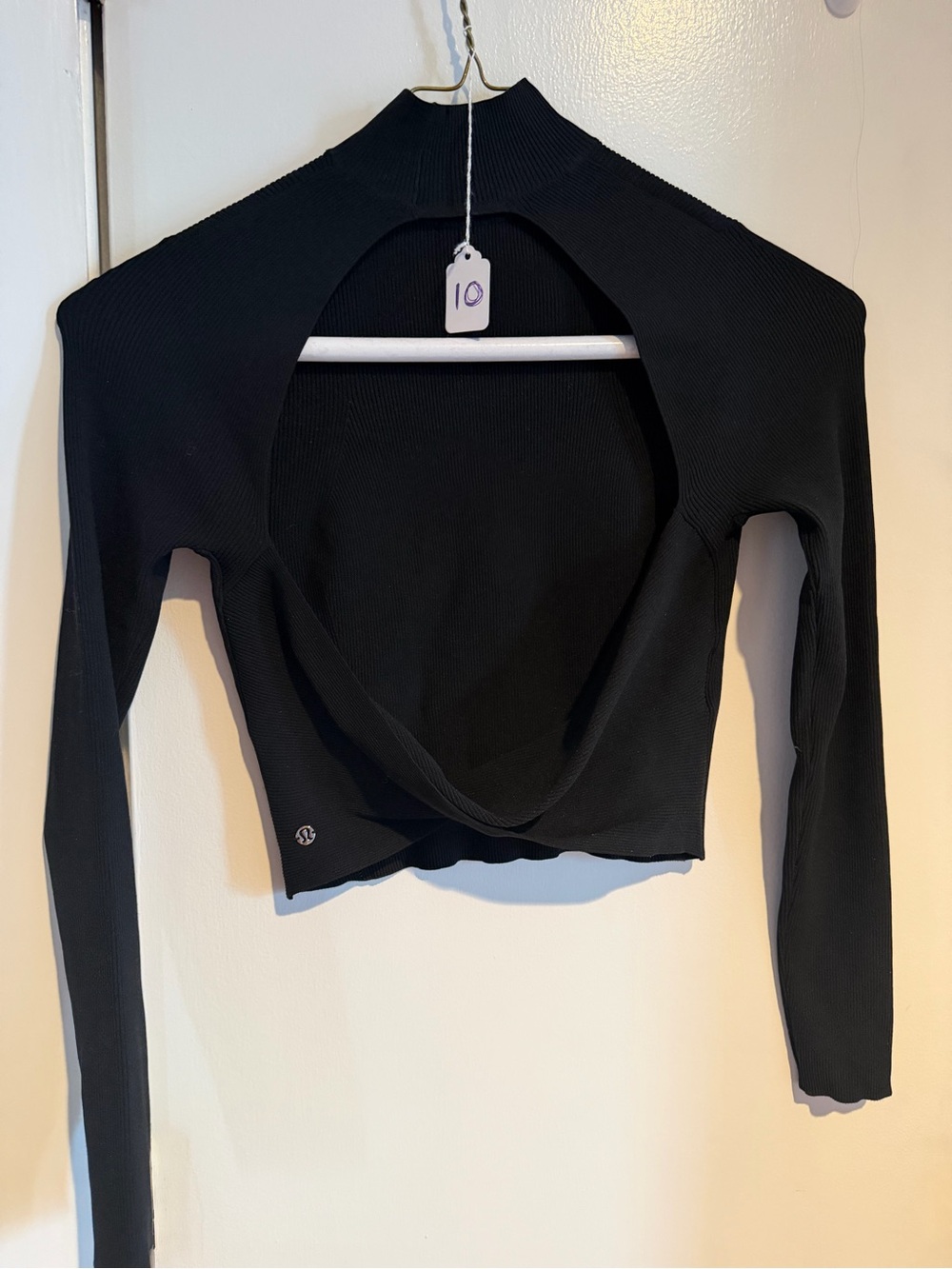 lululemon athletica Black Open-Back Ribbed Long-Sleeve Crop